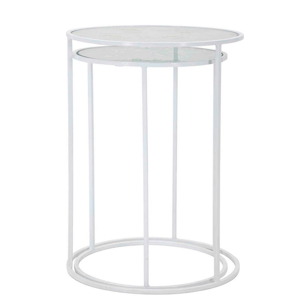 KONFERENČNÍ STOLEK, bílá, kov, sklo, 43,5/60 cm