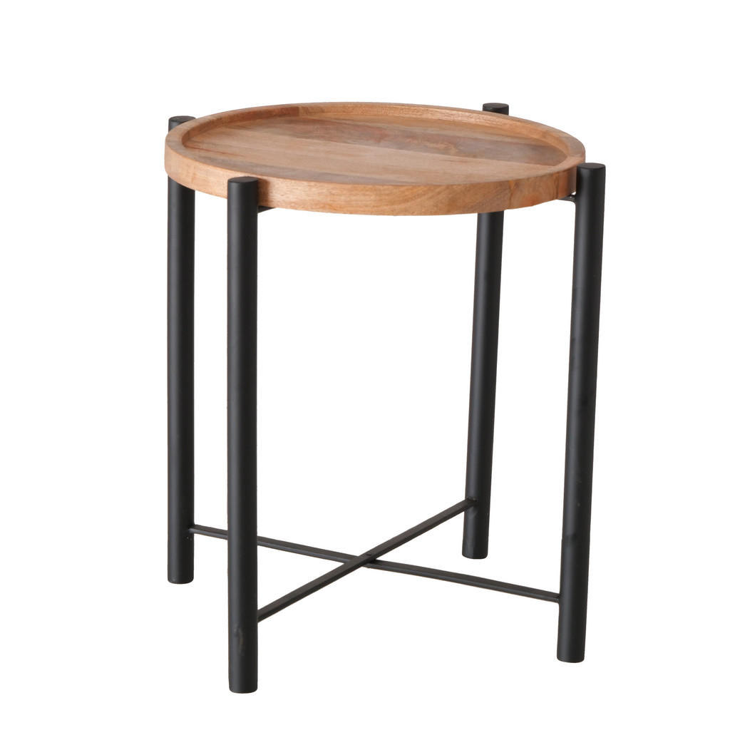 KONFERENČNÍ STOLEK, přírodní barvy, černá, dřevo, kov, 49/49/55 cm