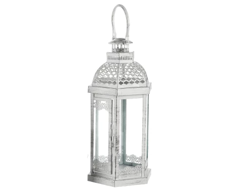 Kovová lucerna Aloha 44 cm, bílá antik