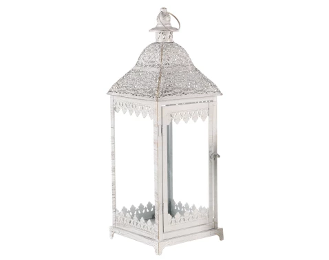 Kovová lucerna Cinti 55 cm, bílá antik