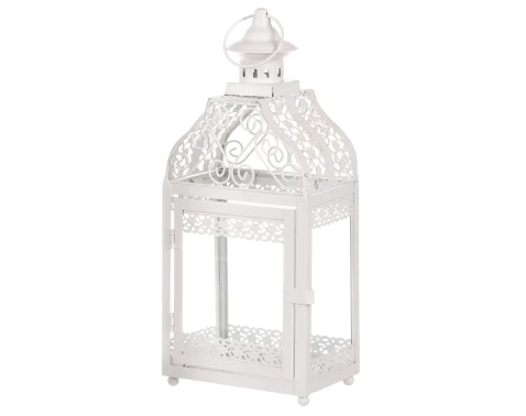 Kovová lucerna Mirja 37 cm, bílá antik