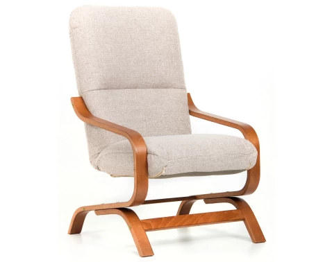 Křeslo Nela, hnědo-béžová látka/ořech