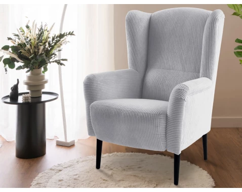 Křeslo ušák Canto, světle šedá strukturovaná látka