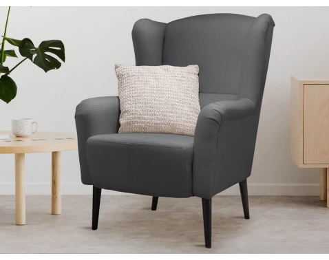 Křeslo ušák Canto, tmavě šedá tkanina