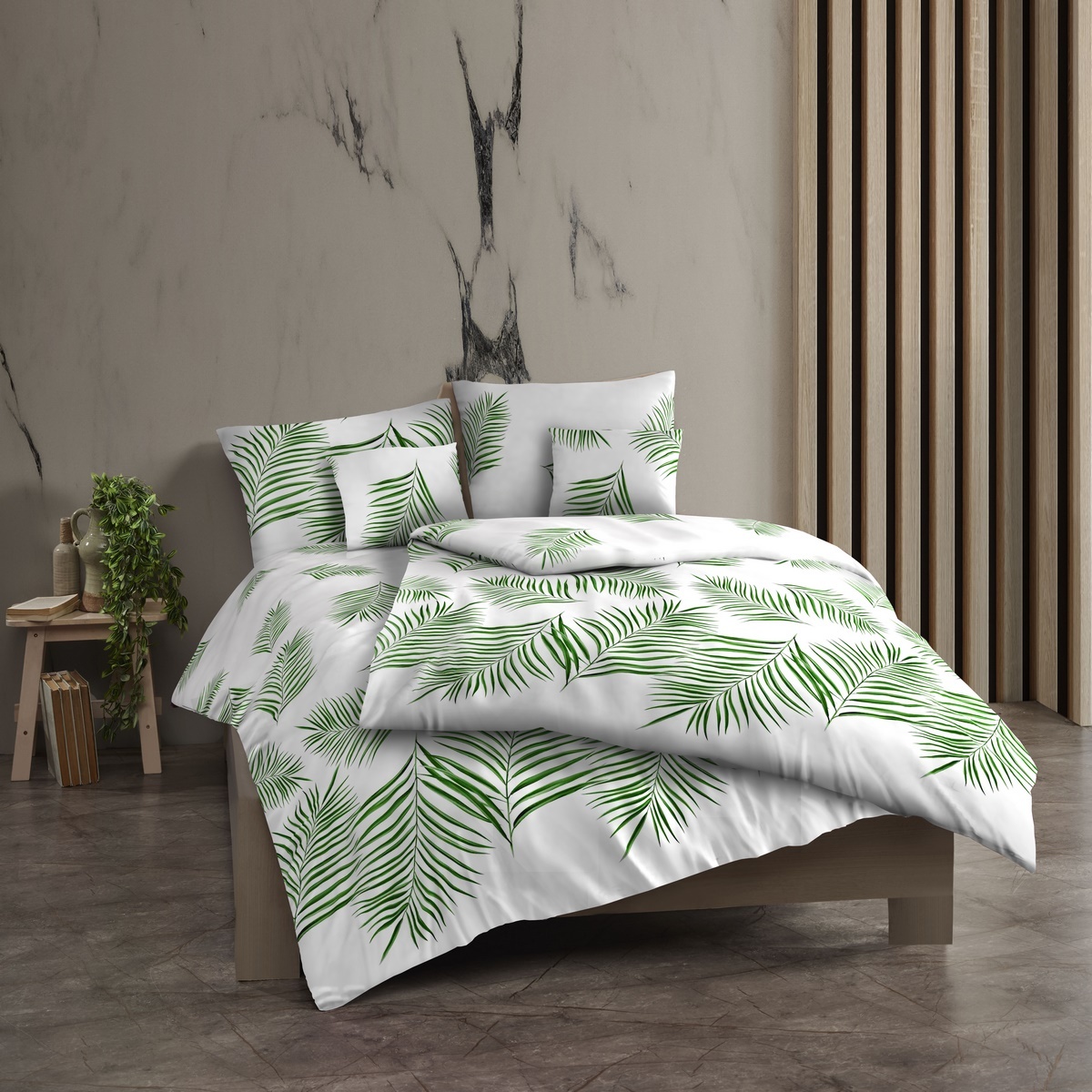 Kvalitex Bavlněné povlečení Tropical bílá, 140 x 220 cm, 70 x 90 cm