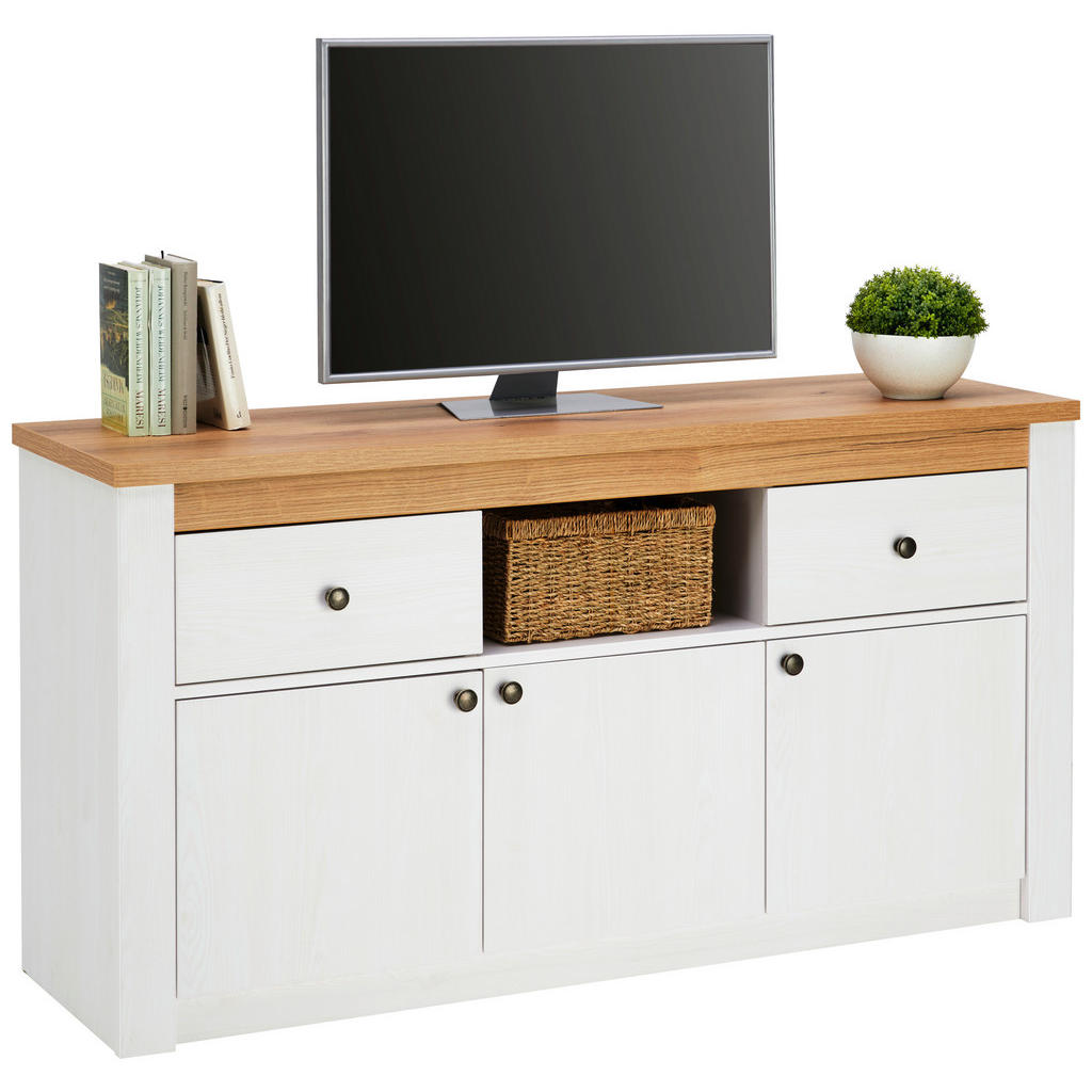 Landscape KOMODA, bílá, barvy modřínu, 137/72/42 cm