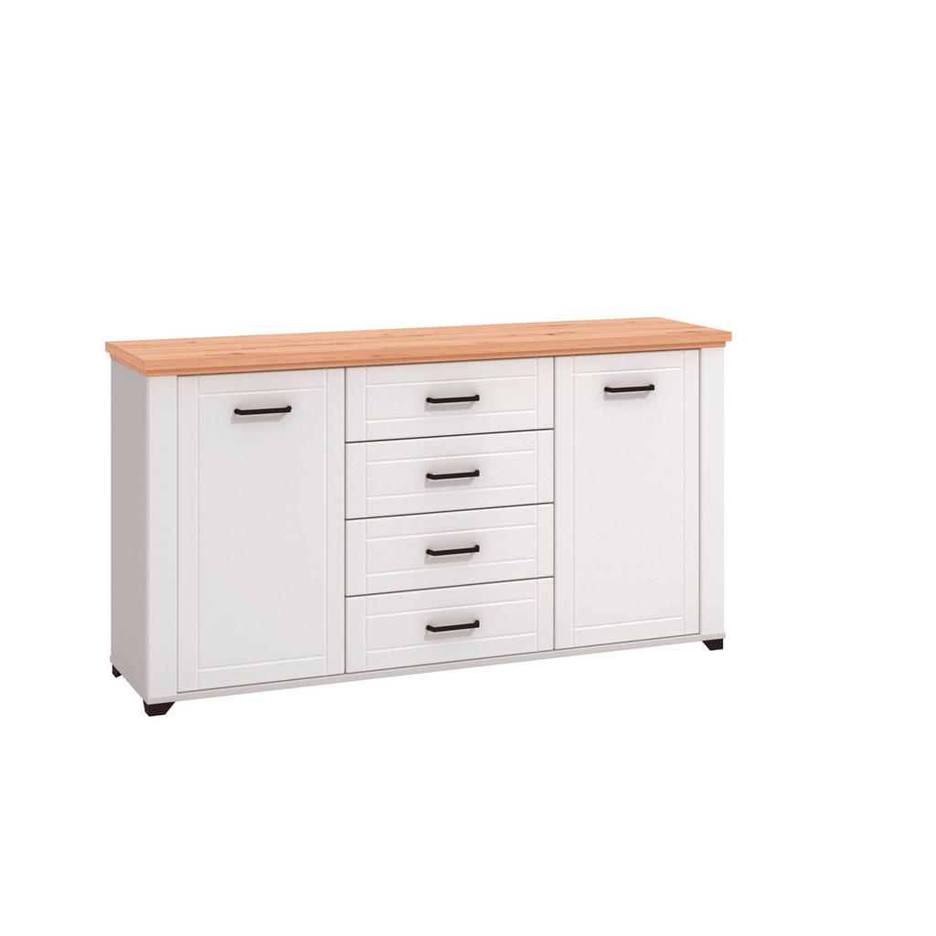 Landscape KOMODA, bílá, dub artisan, 161/86/41 cm