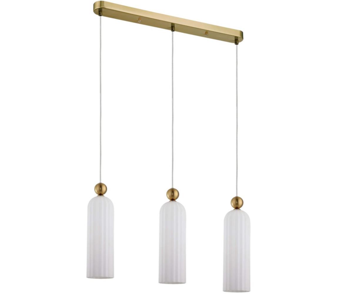 Light Prestige Lustr na lanku PIEGA 3xE14/40W/230V mosaz/bílá LP-939/3L white