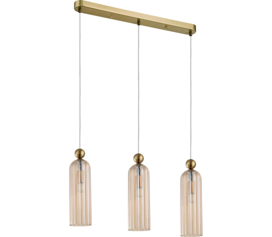 Light Prestige Lustr na lanku PIEGA 3xE14/40W/230V mosaz/kouřová béžová LP-939/3L amber