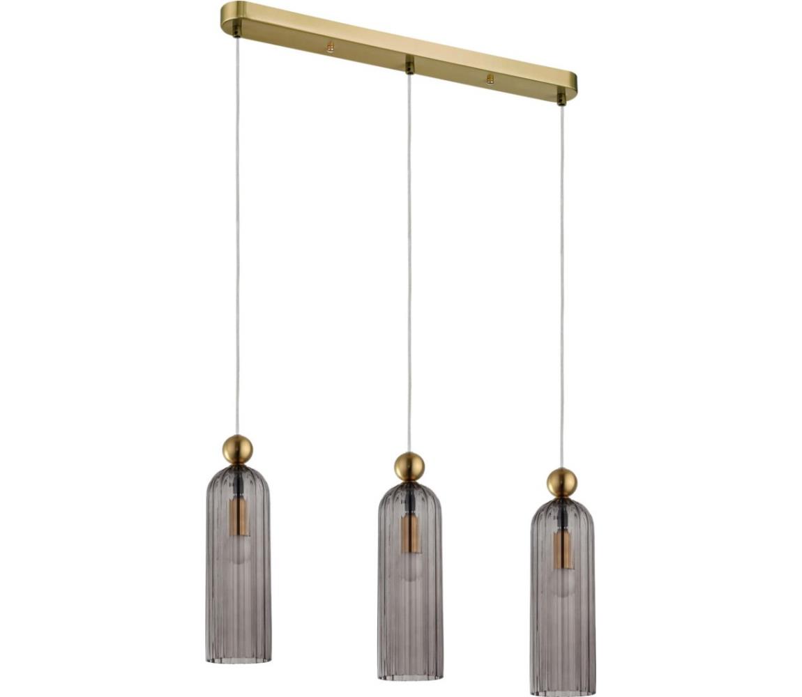 Light Prestige Lustr na lanku PIEGA 3xE14/40W/230V mosaz/kouřová černá LP-939/3L smoked