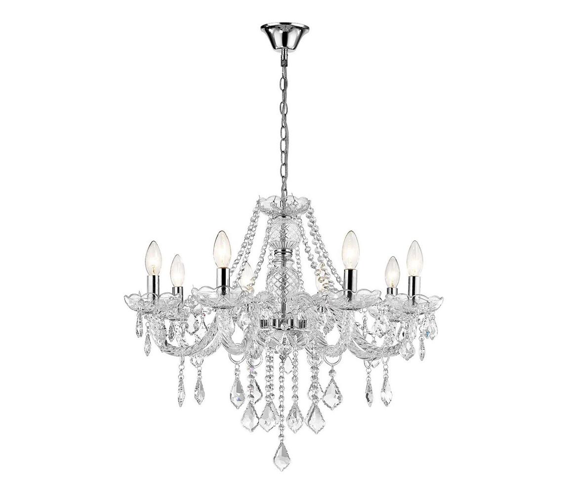 Light Prestige Lustr na řetězu CRISTALLO 8xE14/60W/230V lesklý chrom LP-2940/8P
