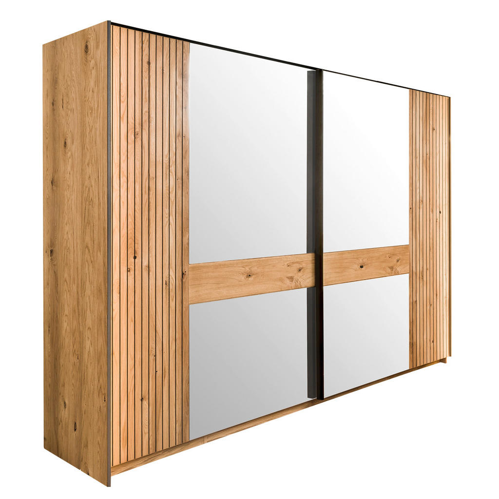 Linea Natura ŠATNÍ SKŘÍŇ SE ZRCADLEM, dub, barvy dubu, 296/214/61 cm