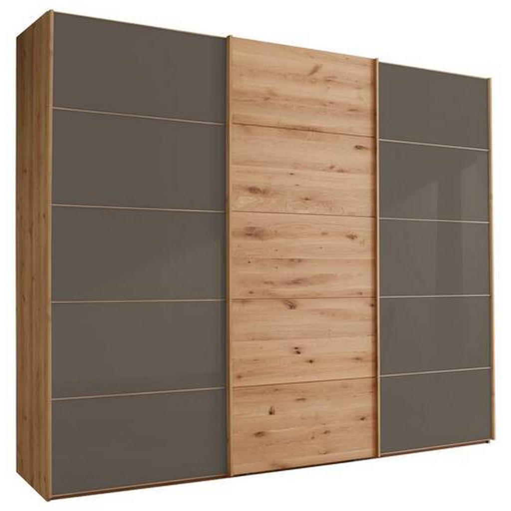 Linea Natura SKŘÍŇ S POSUVNÝMI DVEŘMI, dub, tmavě hnědá, dub bianco, 300/217/67 cm