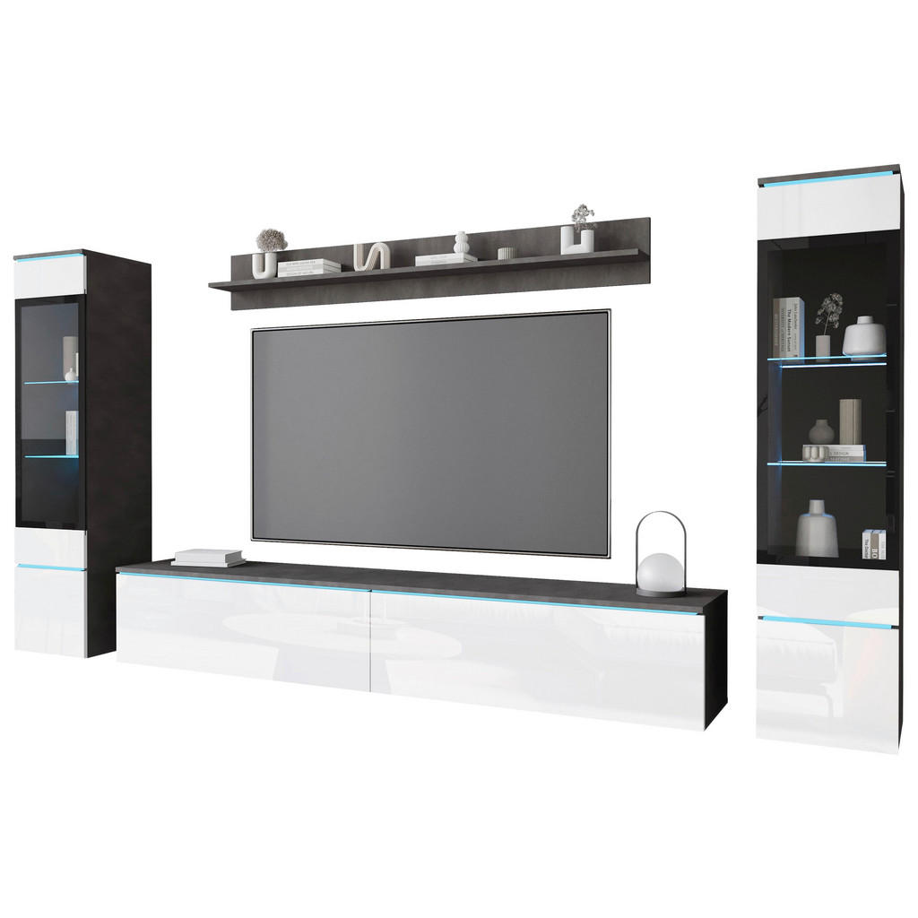 Livetastic OBÝVACÍ STĚNA antracitová, vysoce lesklá bílá