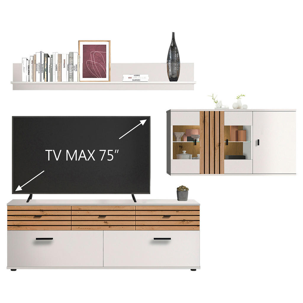 Livetastic OBÝVACÍ STĚNA bílá, dub artisan