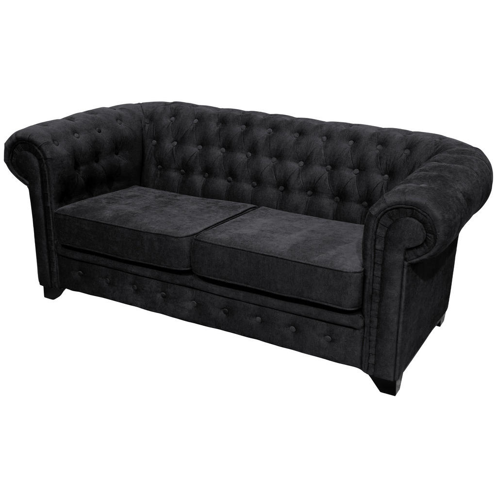 Livetastic POHOVKA CHESTERFIELD, dřevo, textil, kompozitní dřevo, černá 1