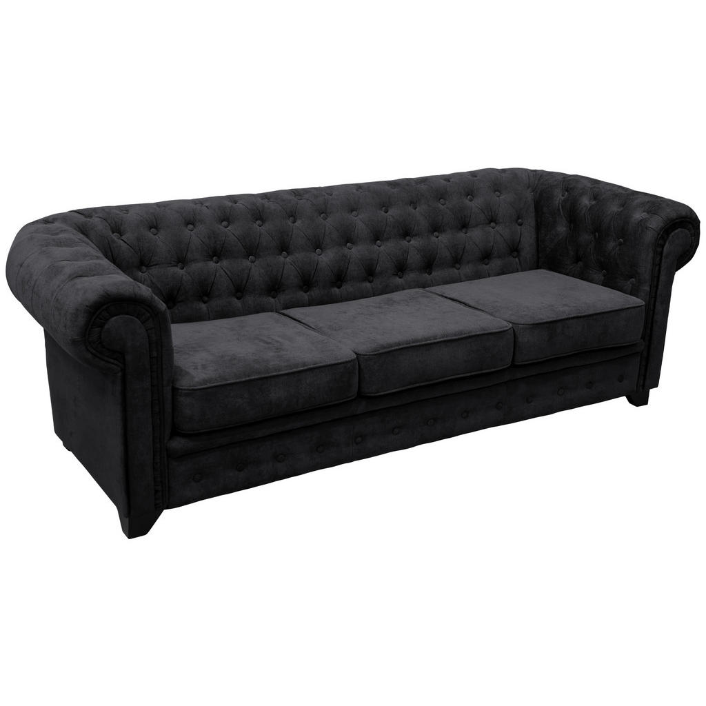 Livetastic POHOVKA CHESTERFIELD, dřevo, textil, kompozitní dřevo, černá