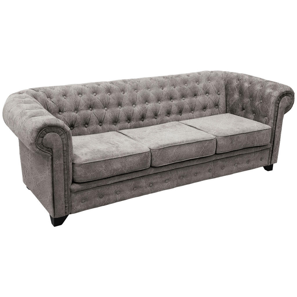 Livetastic POHOVKA CHESTERFIELD, dřevo, textil, kompozitní dřevo, šedá 1