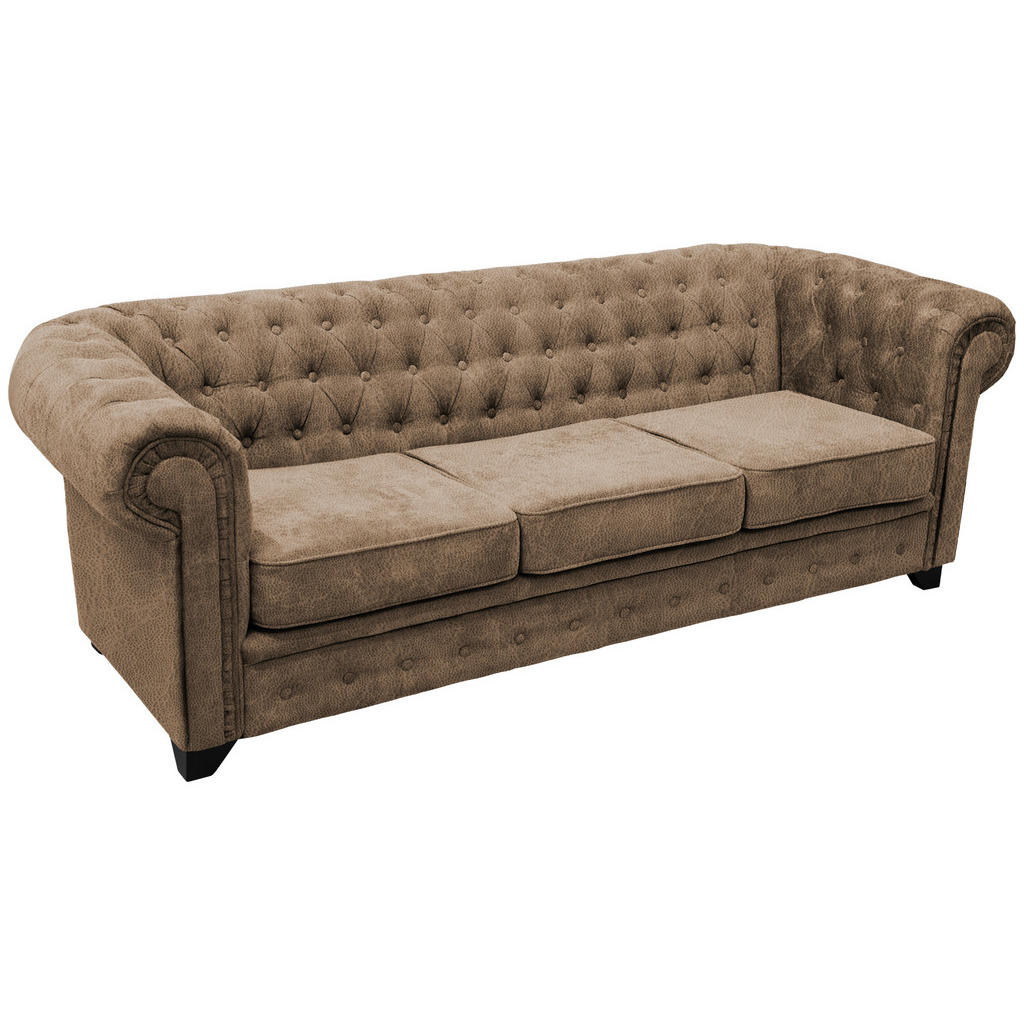 Livetastic POHOVKA CHESTERFIELD, dřevo, textil, kompozitní dřevo, světle hnědá 1