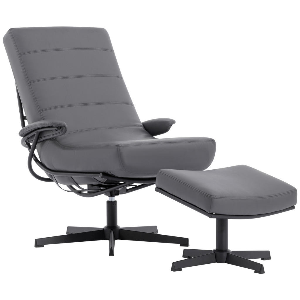 Livetastic RELAXAČNÍ KŘESLO S TABURETEM, textil, šedá 1