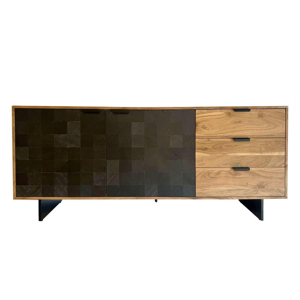 Livetastic ŠIROKÁ KOMODA, akácie, černá, barvy akácie, 175/76/40 cm