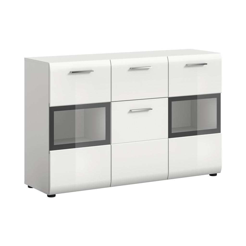 Livetastic ŠIROKÁ KOMODA, bílá, vysoce lesklá bílá, 125/81/37 cm