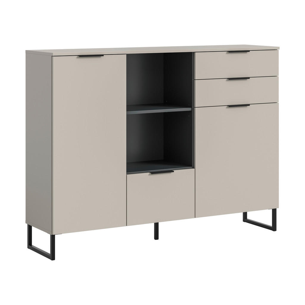 Livetastic VYSOKÁ KOMODA, černá, kašmírová, 150/112/37 cm