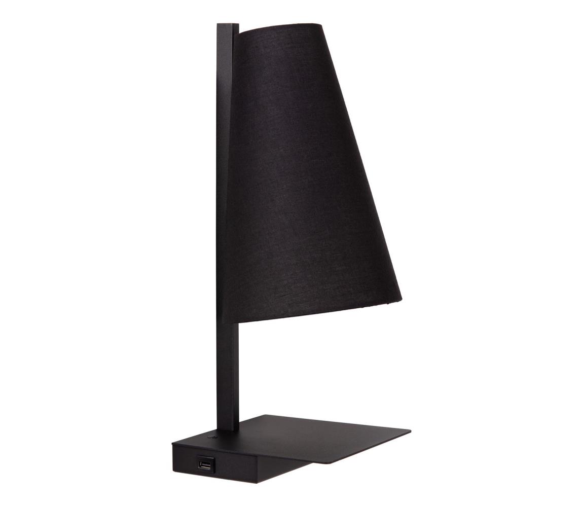 Lucide 30295/01/30 - Stmívatelná stolní lampa GREGORY 1xE27/60W/230V USB černá 30295/01/30