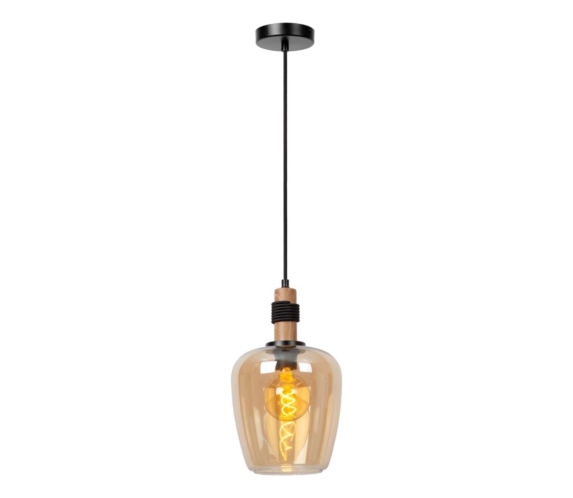 Lucide 45408/22/62 - Lustr na lanku ILONA 1xE27/40W/230V pr. 22 cm černá/béžová 45408/22/62