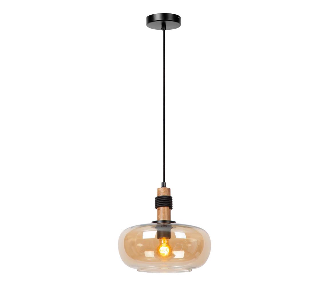 Lucide 45408/30/62 - Lustr na lanku ILONA 1xE27/40W/230V pr. 30 cm černá/béžová 45408/30/62
