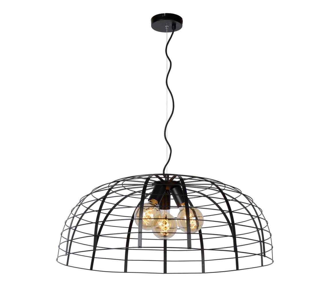 Lucide 45449/76/30 - Lustr na lanku ELODIE 3xE27/40W/230V černá 45449/76/30