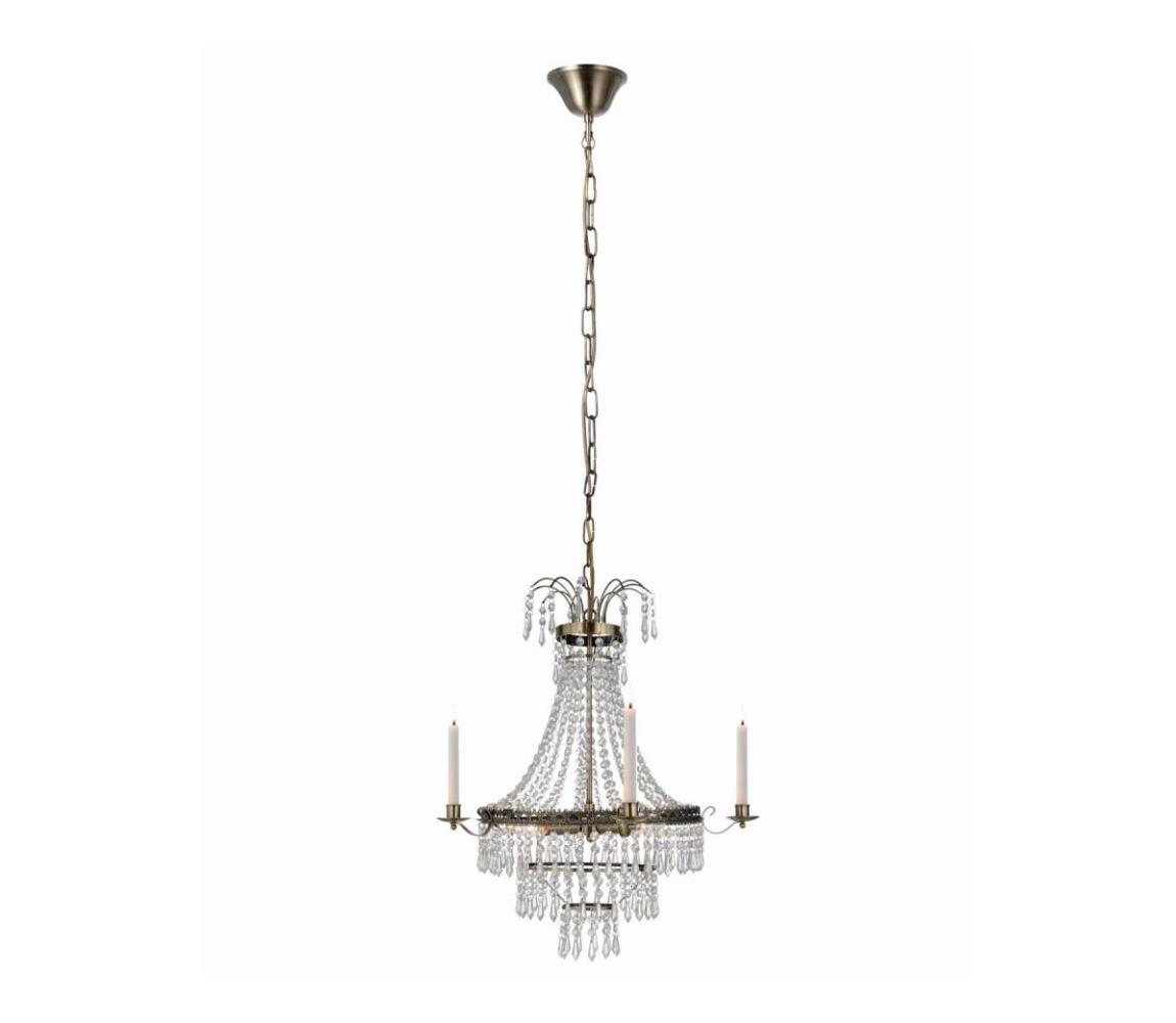 Markslöjd 105157 - Křišťálový lustr na řetězu MARIELUND 3xE14/40W/230V mosaz 105157