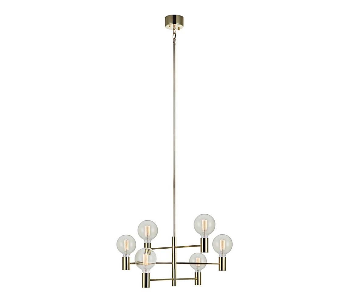 Markslöjd 106418 - Lustr na tyči CAPITAL 6xE27/60W/230V mosaz 106418