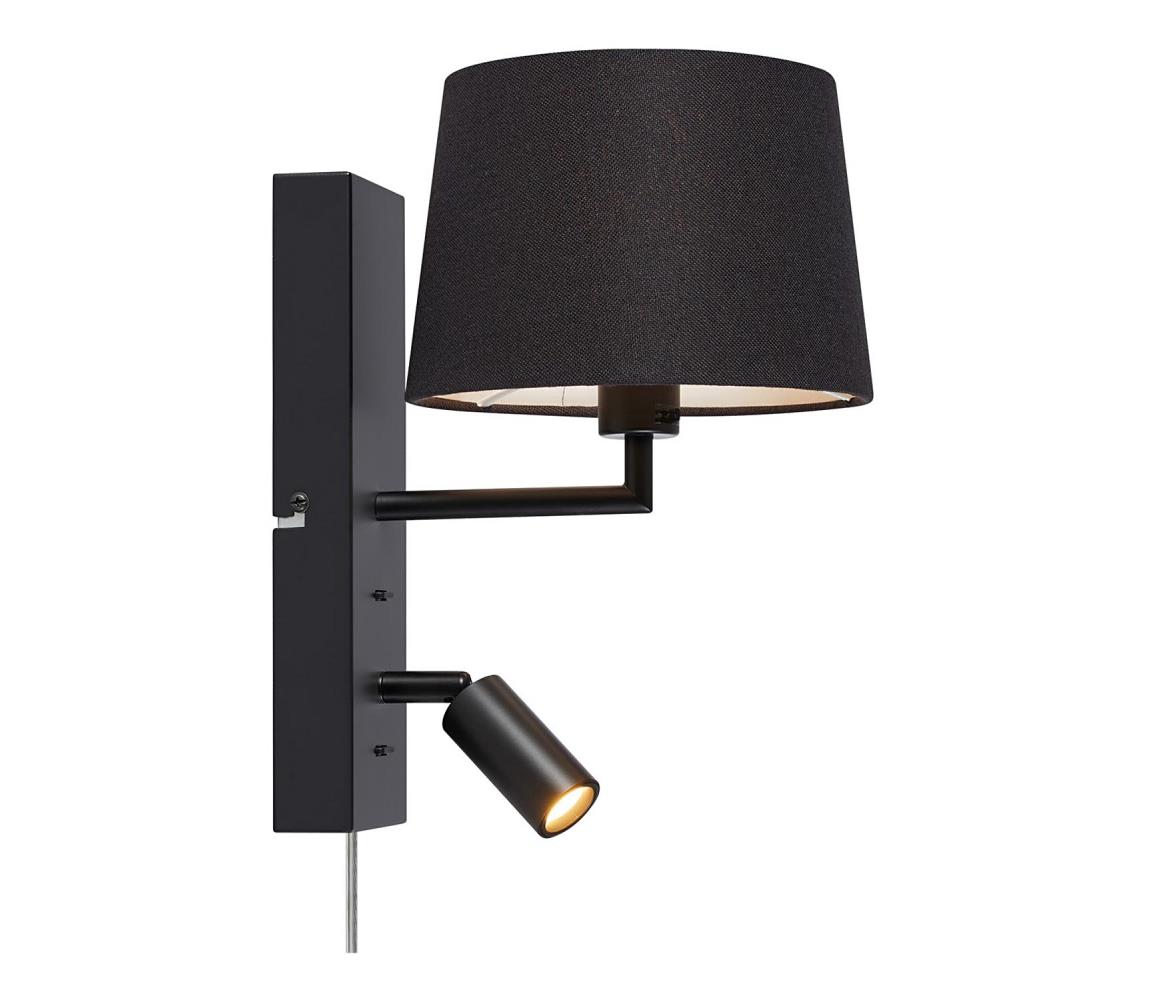 Markslöjd 108595 - LED Nástěnná lampa s USB COMO 1xE14/40W/230V + LED/3W černá 108595