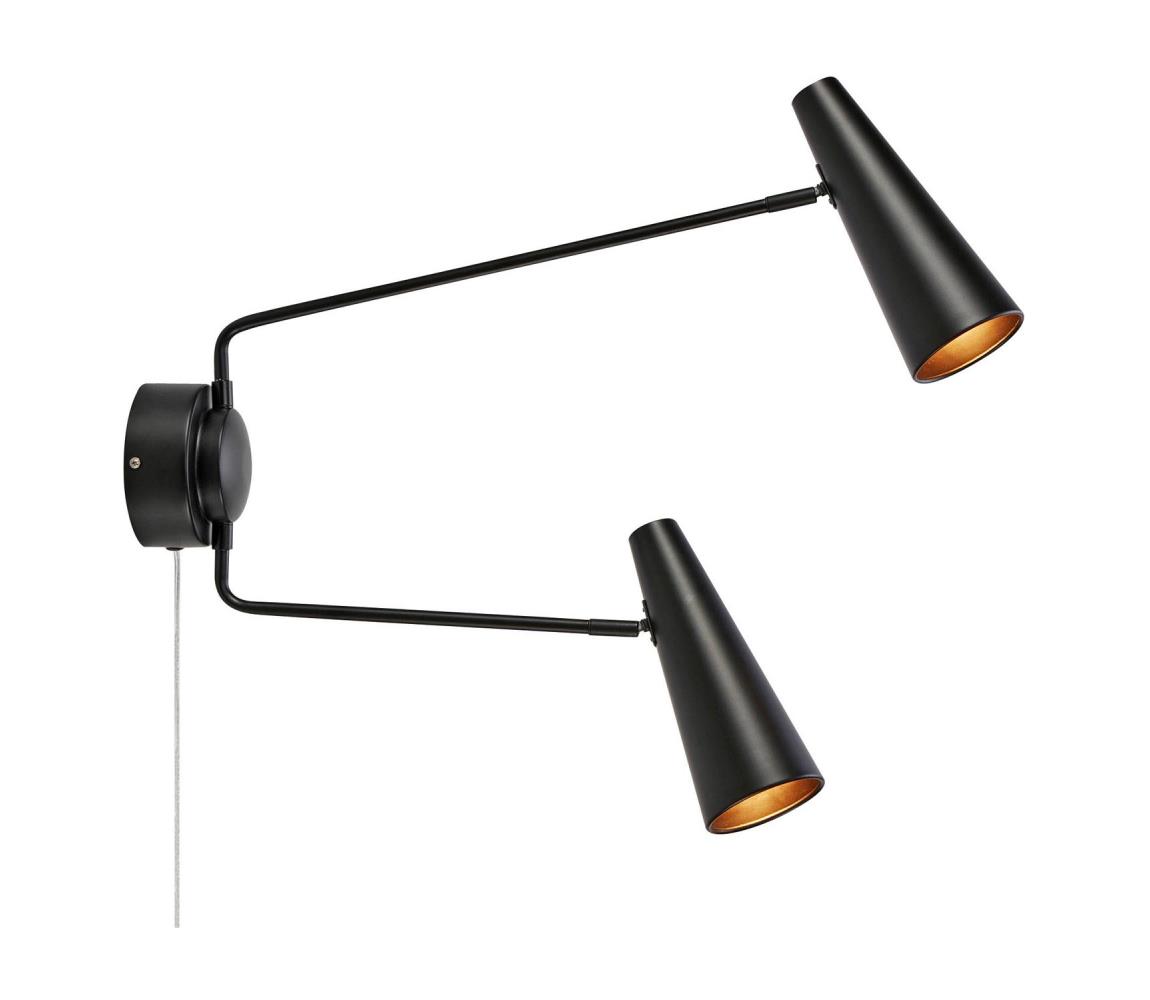 Markslöjd 108690 - Nástěnná lampa PEAK 2xE14/40W/230V černá 108690