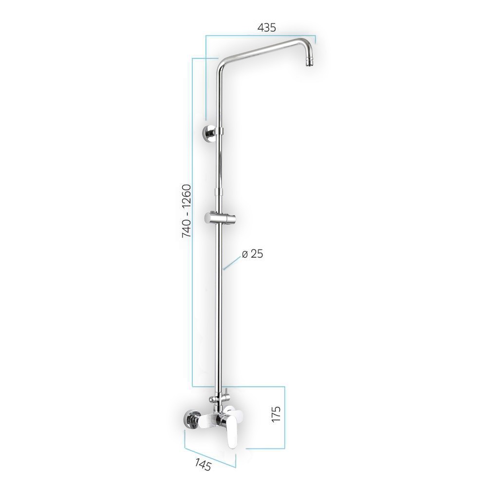 Mereo Nástěnná sprchová baterie Eve 150 mm se sprchovou tyčí bez příslušenství CBE60104SE