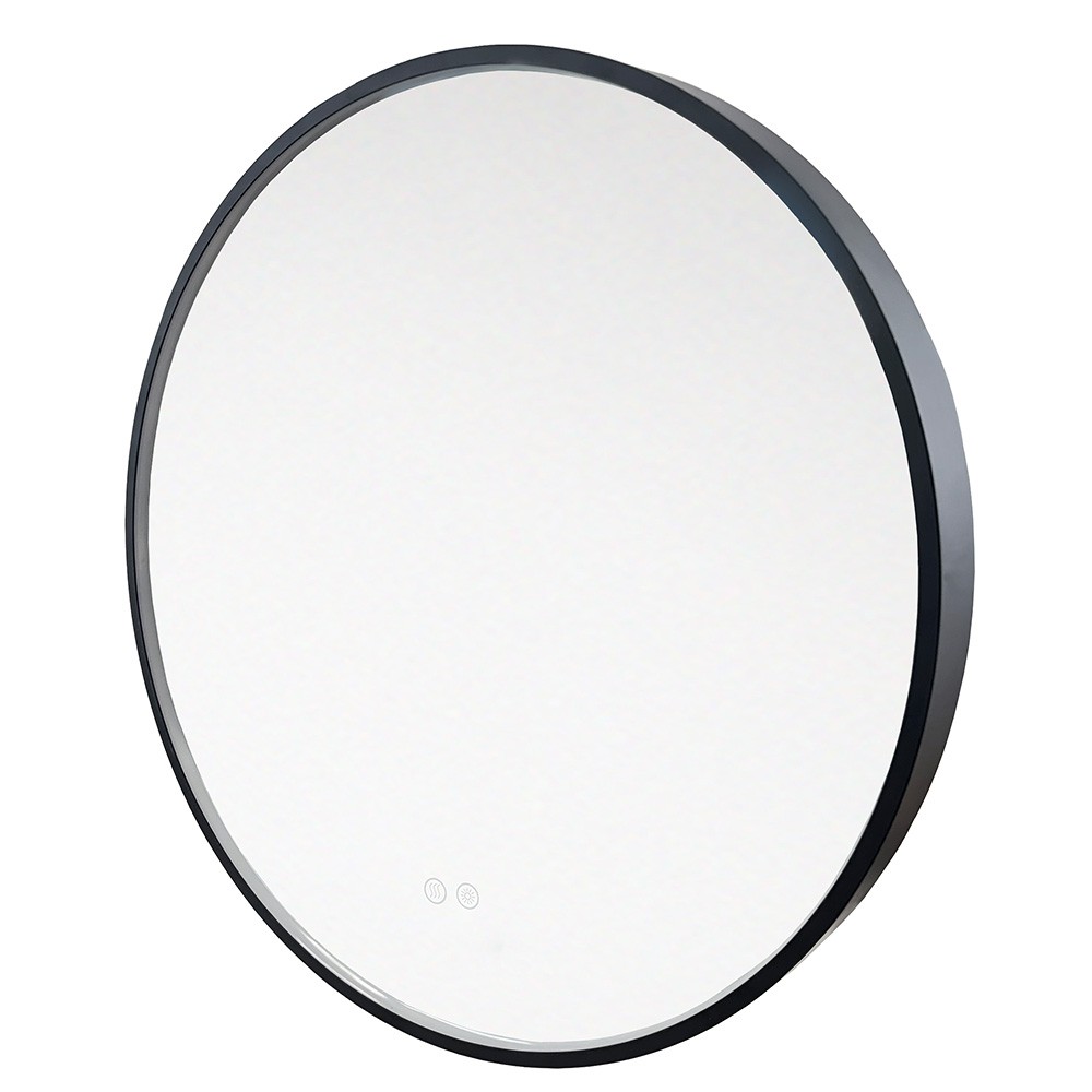 Mereo Zrcadlo kulaté pr. 60 cm, LED osvětlení a odmlžování, černý rám CN164