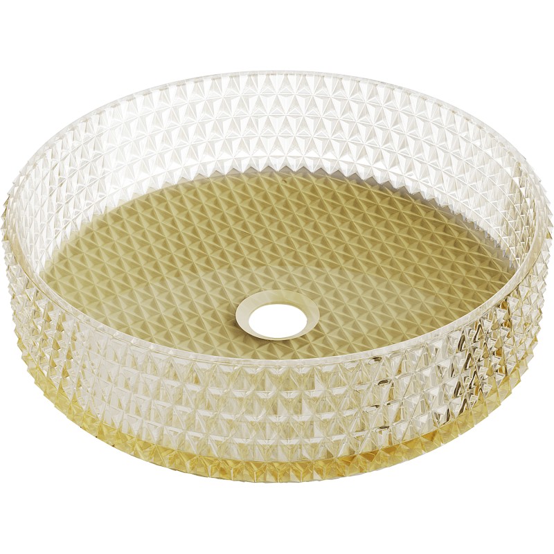 MEXEN Aura skleněné umyvadlo na desku 39 x 39, transparent/zlato 24013951