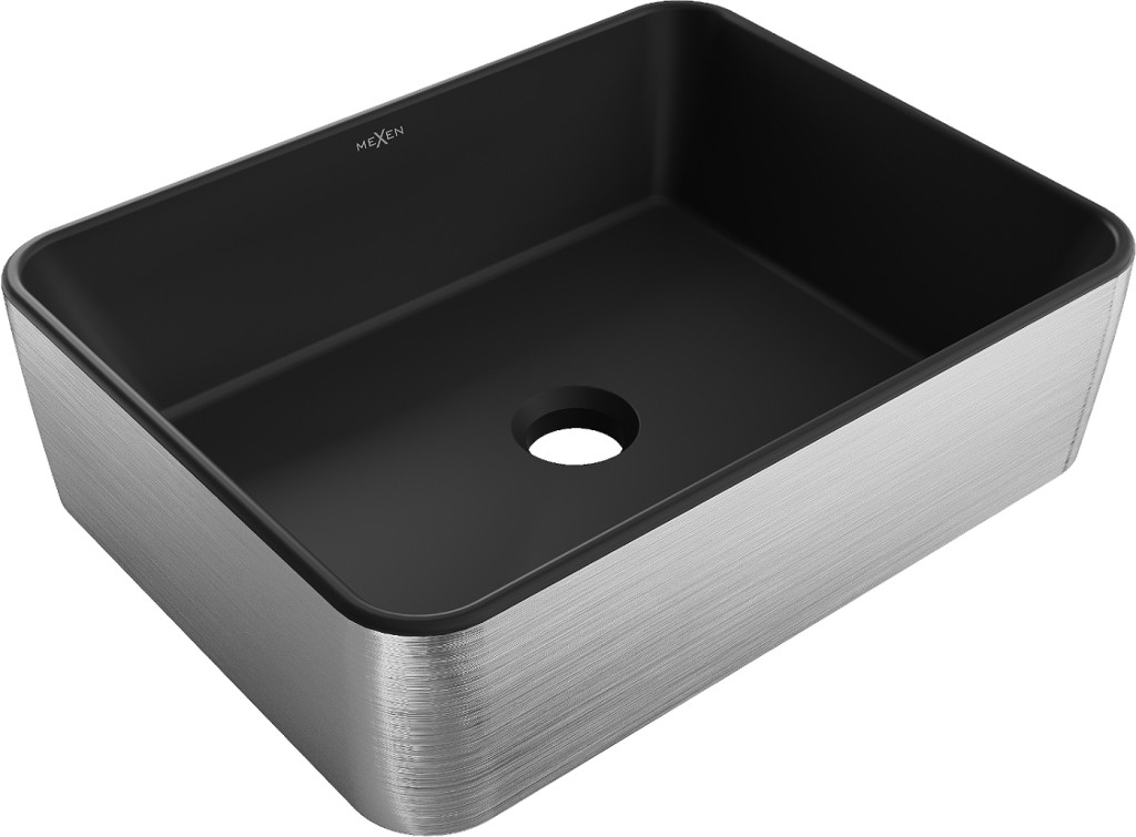 MEXEN Catia umyvadlo na desku 48 x 37, černá mat/stříbrná vzor 21314873