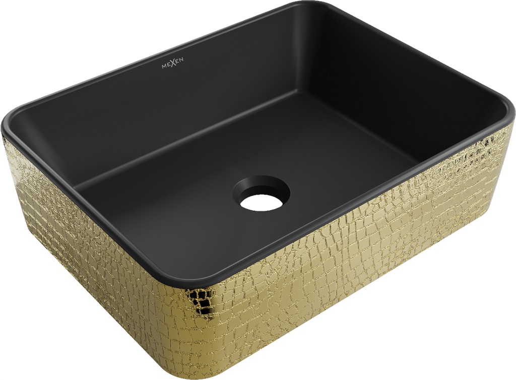 MEXEN Catia umyvadlo na desku 48 x 37, černá mat/zlatá vzor 21314878