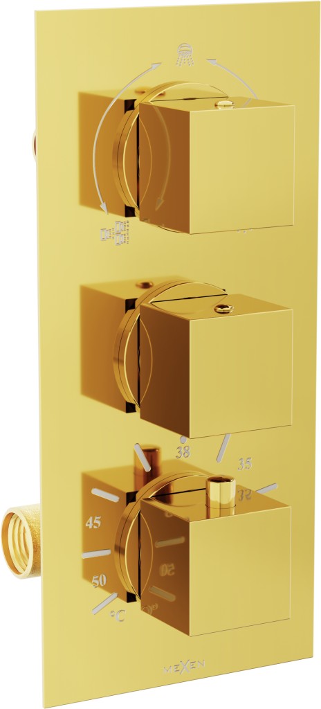 MEXEN Cube termostatická baterie sprcha/vana 3-gold výstup 77503-50