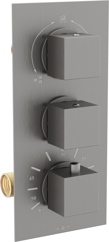MEXEN Cube termostatická baterie sprcha/vana 3-output grafit 77503-66