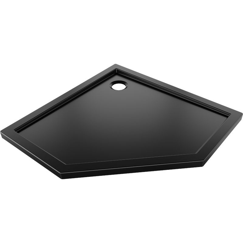 MEXEN Flow pětiboká sprchová vanička slim 90 x 90, černá mat 46P709090