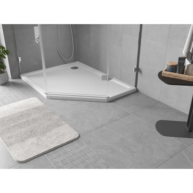 MEXEN Flow pětiboká sprchová vanička slim levá 100 x 80, bílá lesk 46P108010L