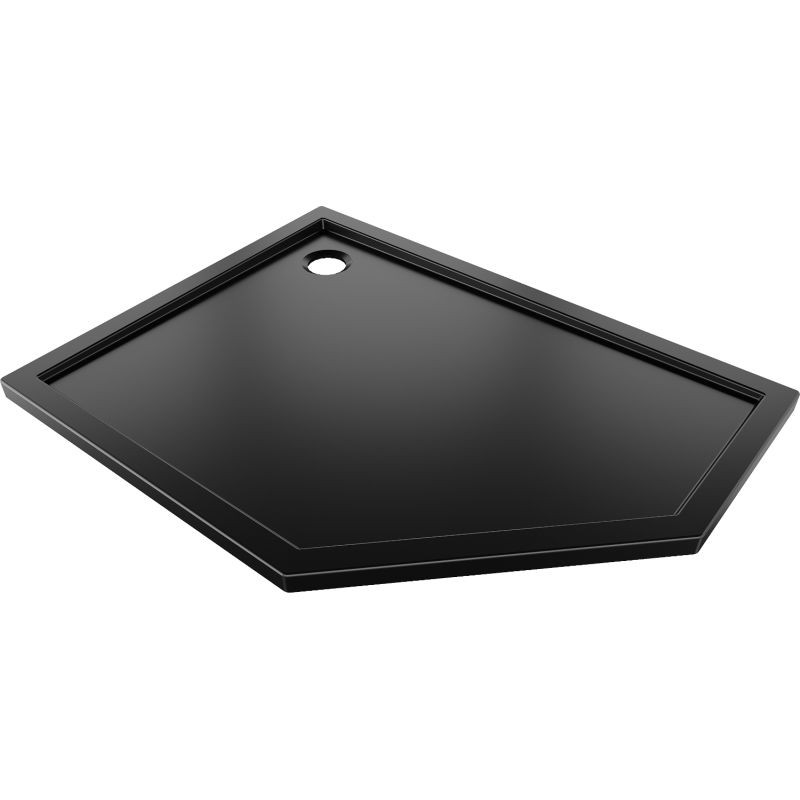 MEXEN Flow pětiboká sprchová vanička slim levá 100 x 90, černá mat 46P709010L