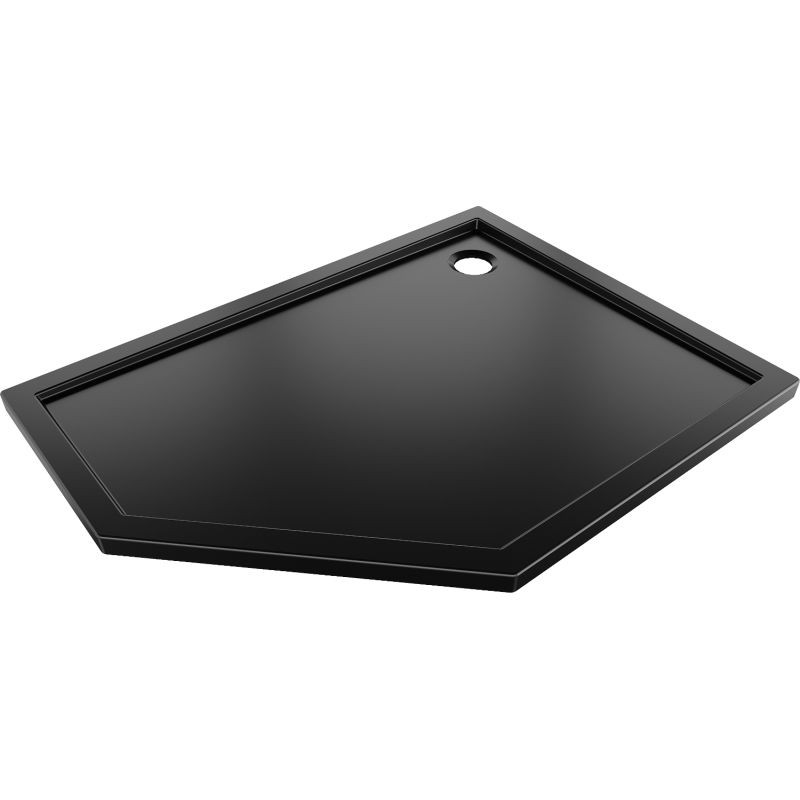 MEXEN Flow pětiboká sprchová vanička slim pravá 100 x 80, černá mat 46P708010R
