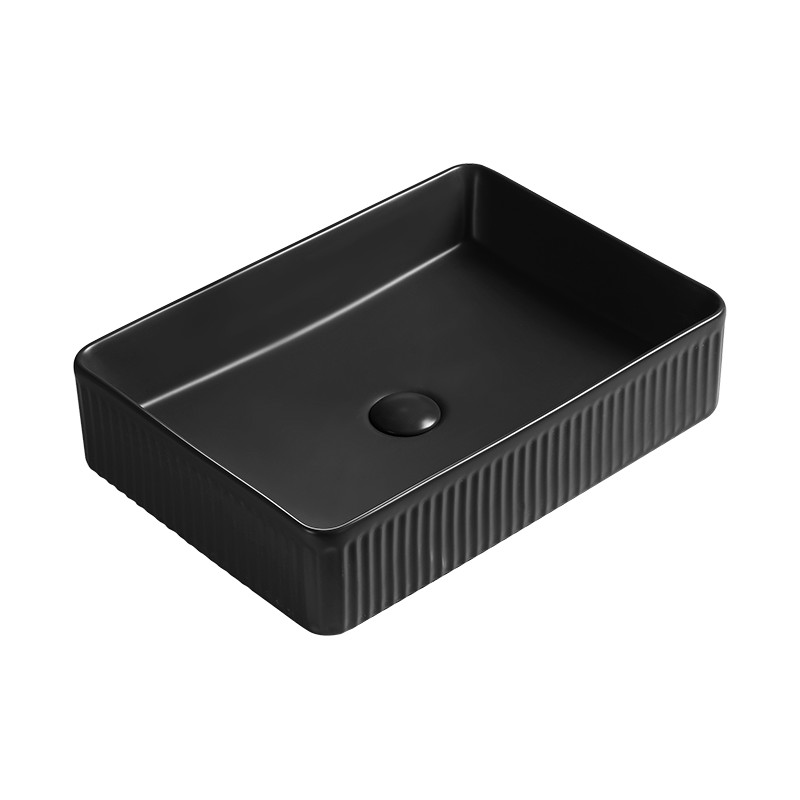MEXEN Grovo umyvadlo na desku reliéf 50 x 34, černá mat 22305085