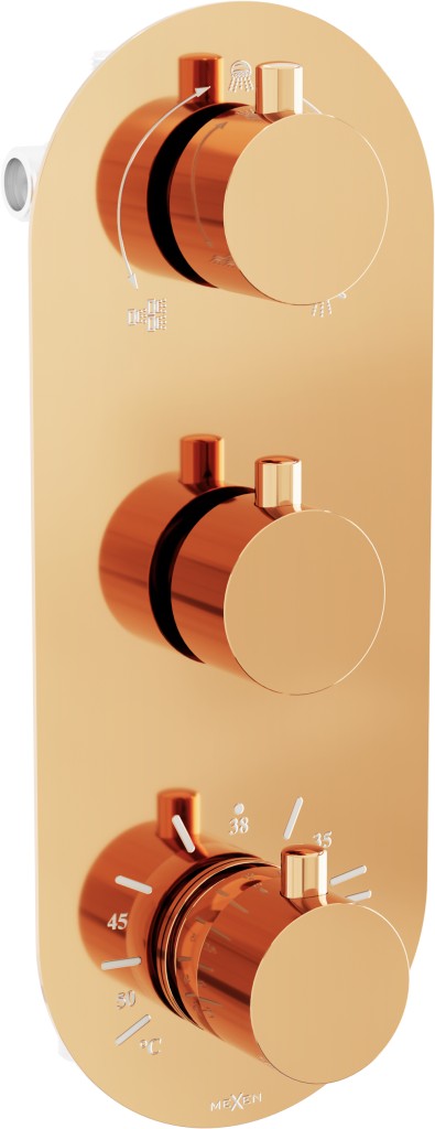 MEXEN Kai termostatická baterie sprcha/vana 3-output rose gold 77603-60