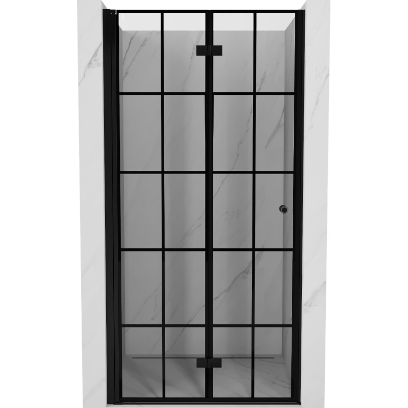 MEXEN MIST dveřní část zalamovací 110x200 cm 6mm černá, dekor, levé 8A6-110-000-70-77-L