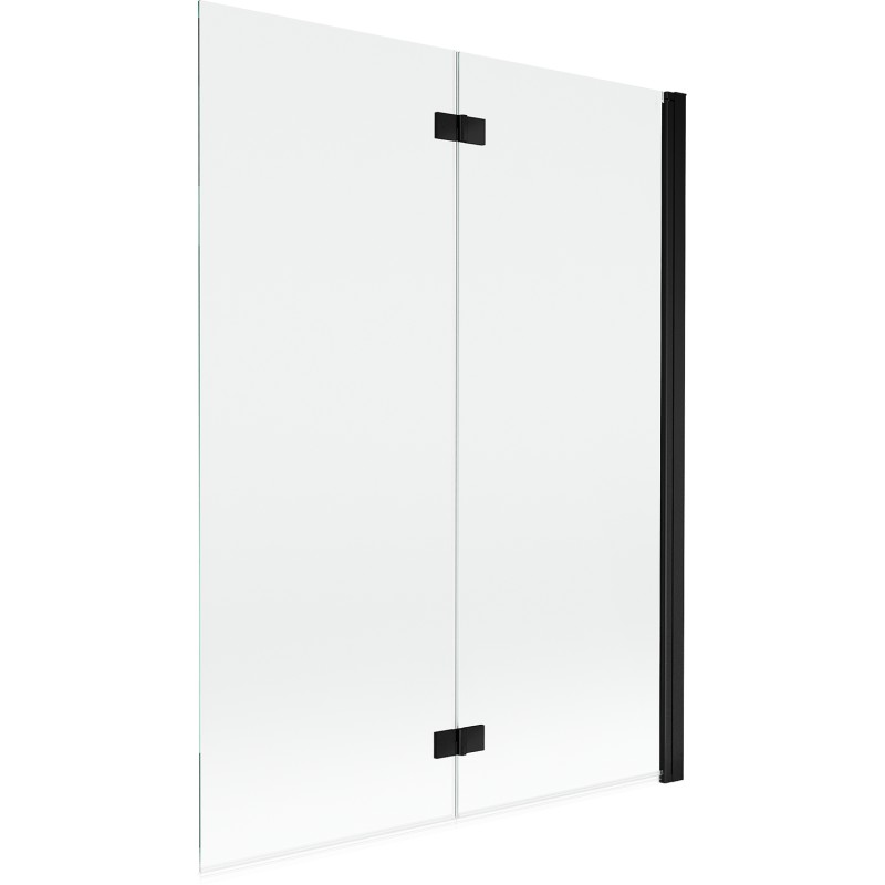 MEXEN MIST vanová zástěna 130x150 cm 6mm 2-s, černá, čirá, pravá 8A9-130-002-70-00-P